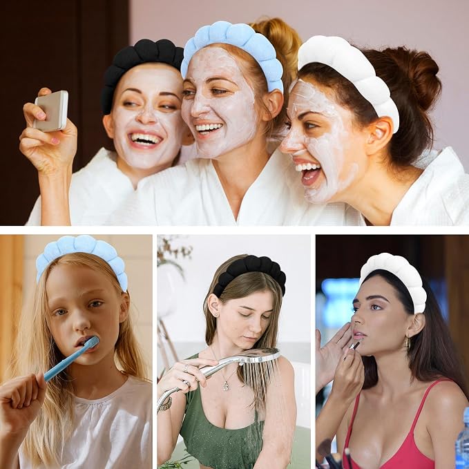 3 Pack Hairband for Washing Face, Skincare Headbands Makeup Headband Sponge - Image 6