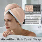 VOOVA & MOVAS Gray & Pink Microfiber Hair Towel Wrap - Image 2