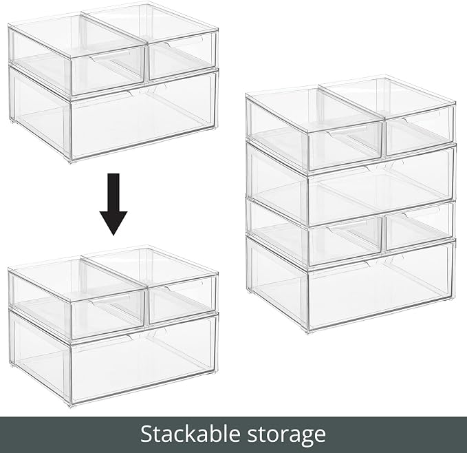 mDesign Plastic Stackable Bathroom Storage Organizer Bin Containers - Image 4