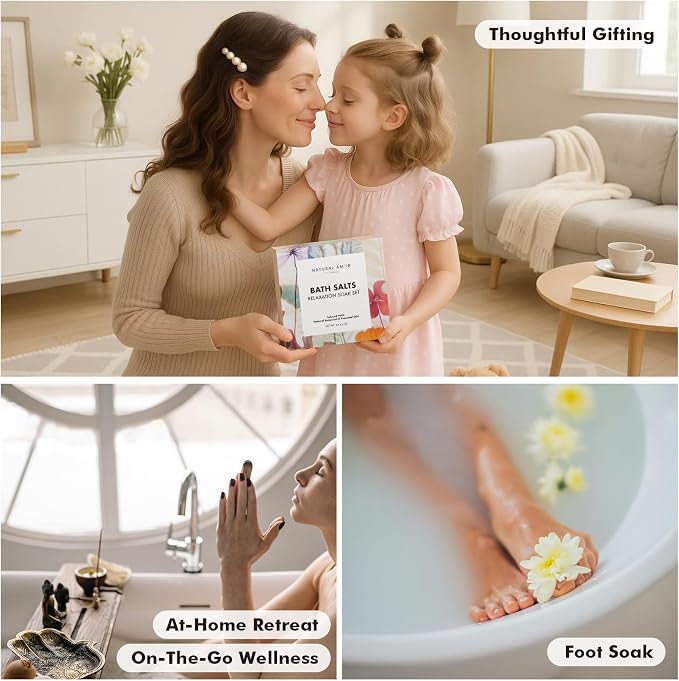 Natural Amor Natural Bath Salt Gift Set – 4 Pack Tubes - Image 4