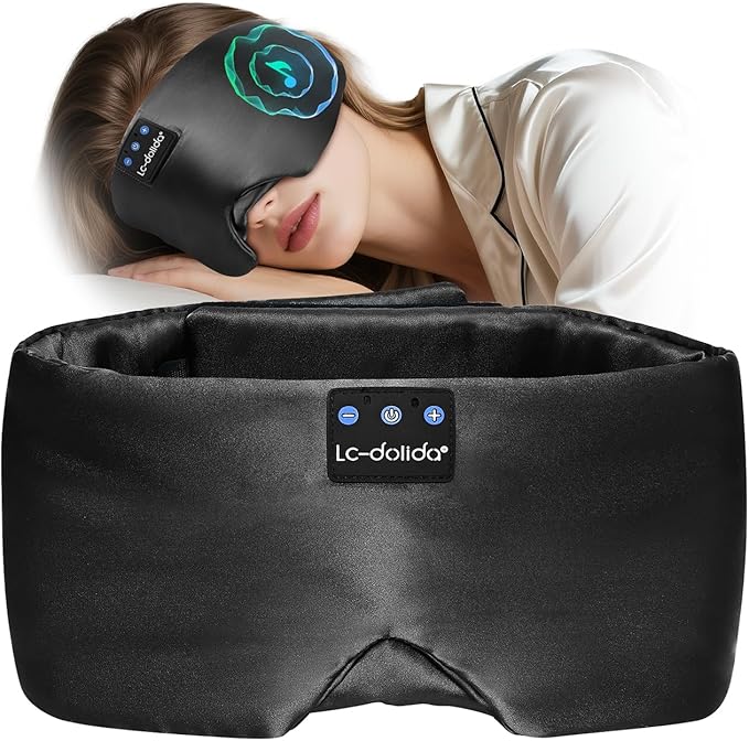 LC-dolida Luxurious Silk Soft Sleep Mask, Sleep Headphones by LC-dolida