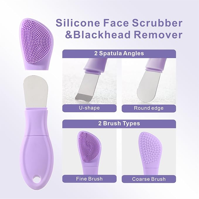 Blackhead Remover & Silicone Face Scrubber, Face Spatula, Facial Cleansing Brush - Image 2