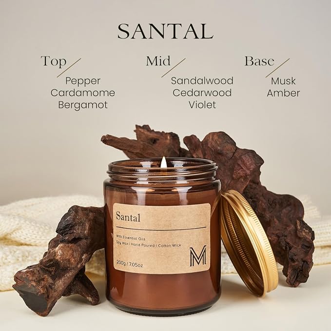 M&SENSE Santal Scented Christmas Candle Gift, Aromatherapy Candle Set - Image 2