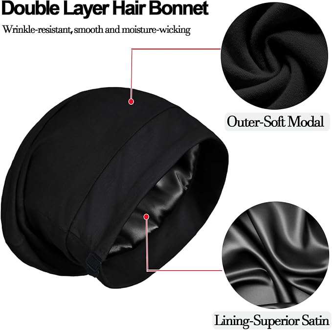 Satin Bonnet for Sleeping Night Cap, Adjustable Satin Lined Silk Bonnets Sleep - Image 7