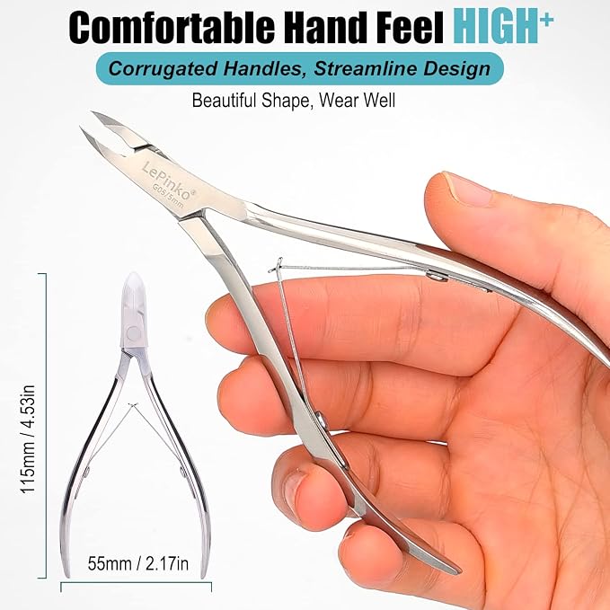 LePinko Professional Cuticle Trimmer kit, Super Sharp Dead Skin Clipper - Image 5