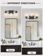 L LOHAS LED 3-Light Black Bathroom Light Fixtures, Modern Bathroom Lighting - Image 5