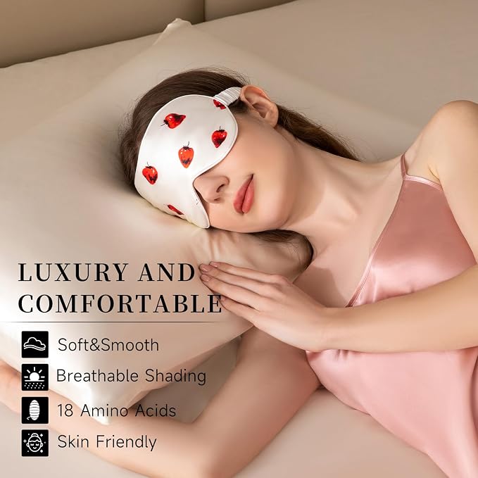 THXSILK Sleep Mask 100% 19 Momme Pure Mulberry Silk Super Smooth Cooling - Image 4