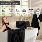 8 Piece Bath Towel Set Black|2 Oversized Large Bath Sheet, 2 Hand Towels - Image 3