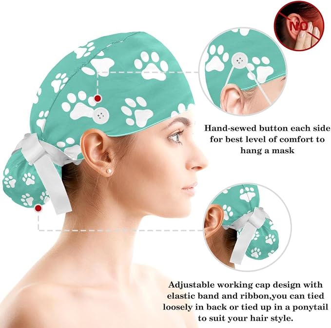 Adjustable Brown Dachshund Dog Blue Surgical Scrub Cap - Image 3