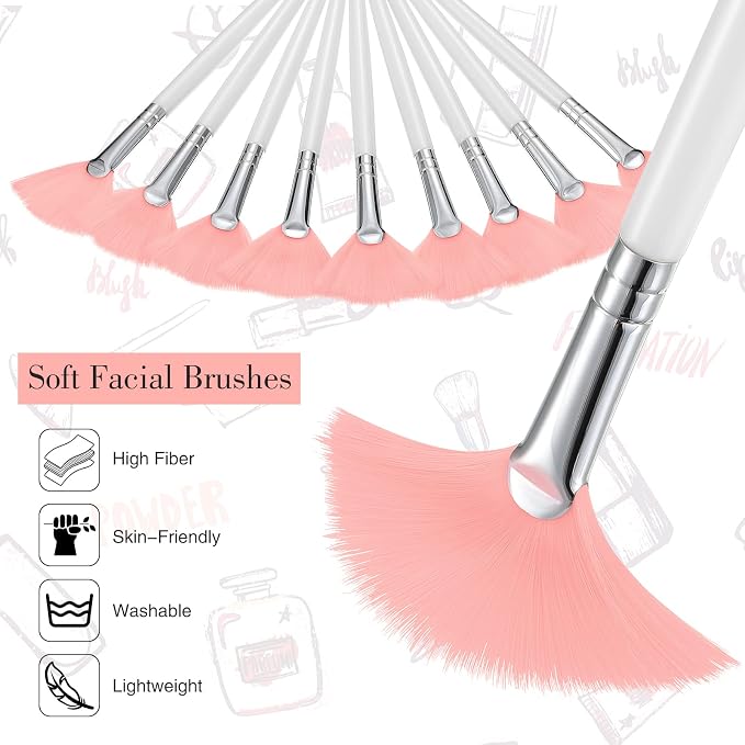 9 Pieces Facial Fan Mask Brushes, Soft Facial Applicator Brushes Tools - Image 5