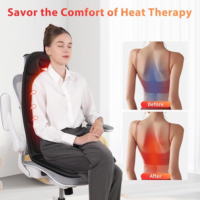 Back Massager with Heat, Massage Chair Pad with 5 Modes & 2 Heat Levels - Image 3