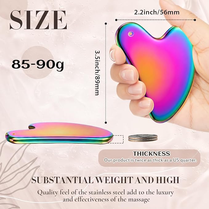 Nuanchu Stainless Steel Gua Sha Facial Tool, Metal Gua Sha - Image 2