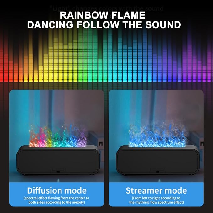 Colorful Flame Air Aroma Diffuser Humidifier, Dynamic Fire Flame Sound Pickup - Image 2