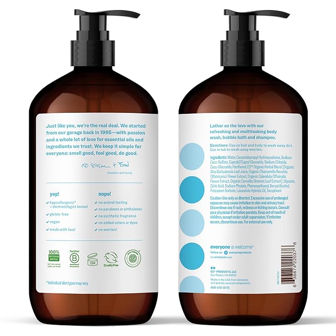 Everyone 3-in-1 Soap, Body Wash, Bubble Bath, 32 Ounce, made - Image 2
