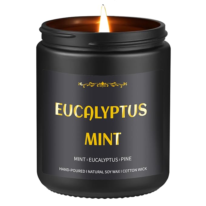 Eucalyptus Mint Candle, 7 oz Scented Candle by Enwhisco