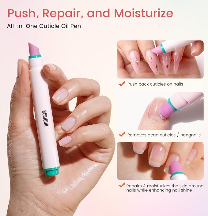 Ceramic Cuticle Oil Pusher Pen -3 in 1 Cuticle Remover Pen - Image 5