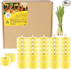 50 Pack Clear Tea Lights Candles Bulk, Summer Citronella Candle Outdoor and by YIH