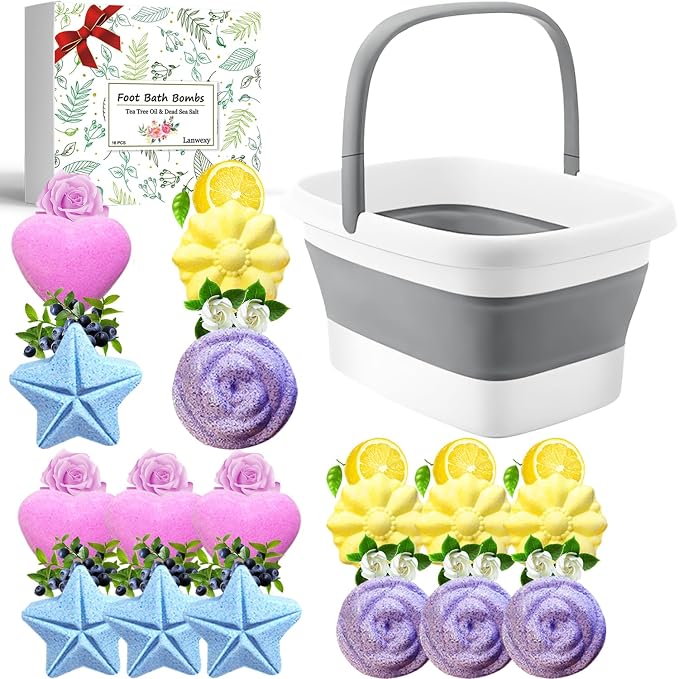 Lanwexy Foot Soaking Tub, Collapsible Bucket, Foot Spa, Foot Bath 16 Pack Foot by Lanwexy