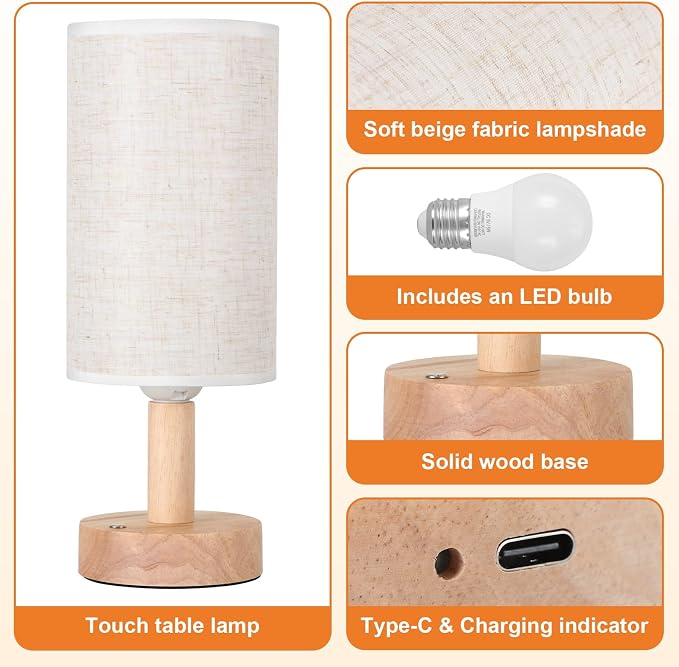 Rechargeable Cordless Table Lamp, Touch Control&Stepless Dimming, Wireless - Image 8