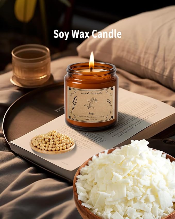 Sage Candles for Cleansing, 16oz Large Jar White Scented Candle, Over 100 Hours - Image 3