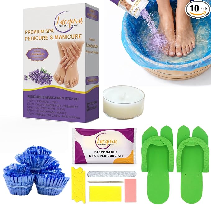 Deluxe 6 Step Pedicure Kit by Lacqura