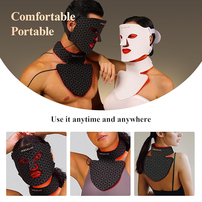 MEGELIN Led Red Light Therapy Face & Neck Mask, 7 Colors Led Light Therapy - Image 6