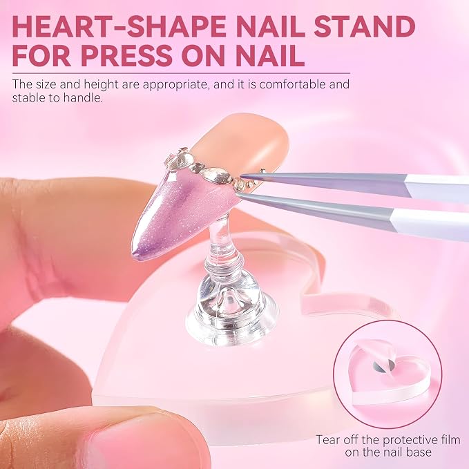 Nail Stand for Press On Nails Art Display Practice 2 Sets, 1 Heart Shaped - Image 2