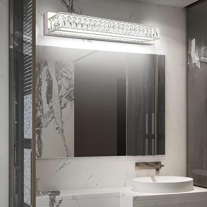ZUZITO Modern Bathroom Light Fixtures Over Mirror 30 inch Crystal Chrome LED - Image 7