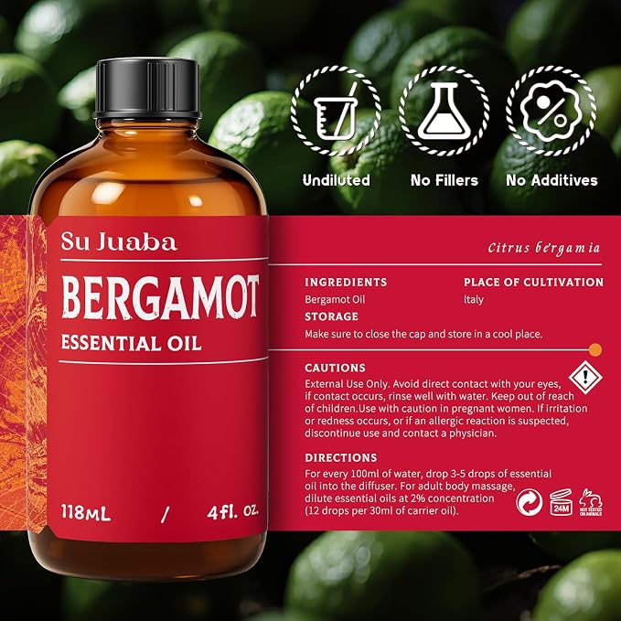SU JUABA Bergamot Essential Oil 4 Fl Oz, 100% Pure Natural - Image 6