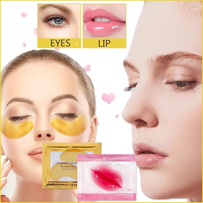 30 Pairs Lip Mask & Eye Mask, 24K Gold Under Eye Patches - Image 2