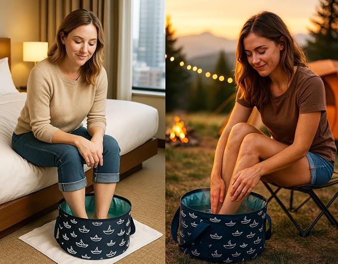 Collapsible Foot Soak Bucket 25L, Portable Foot Bath Basin, Foldable Travel - Image 2
