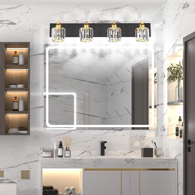 Aipsun Crystal Bathroom Vanity Lighting Black Vanity Light Fixtures Modern - Image 6