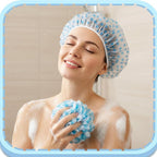 6PCS Shower Caps, Waterproof Reusable Plastic Shower Caps Elastic Band Flower - Image 6