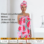 Watermelon Print Bath Wrap and Hair Drying Towel Set – Microfiber Quick Dry - Image 3
