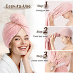 Microfiber Hair Towel Wrap for Women, Quick-Dry Turban, Ultra Absorbent & - Image 3
