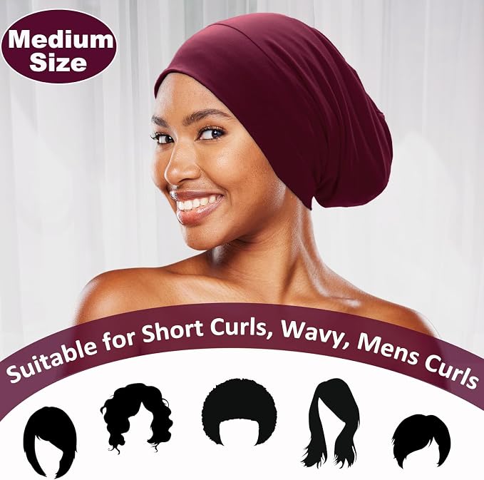 Sleep Cap Bonnet for Sleeping Black Women, Adjustable Cooling Ice Silk Lined - Image 2