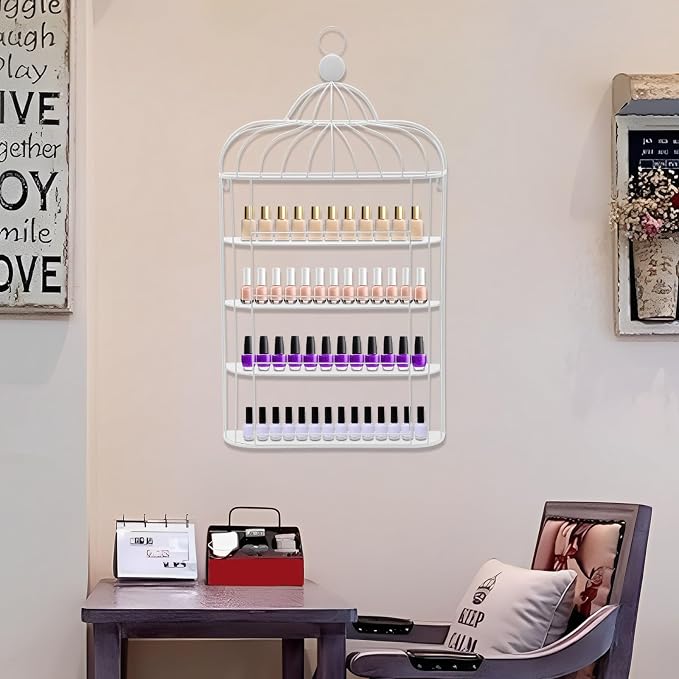 Nail Polish Organizer Wall Mounted, 4-Tier Nail Polish Storage Rack, Metal Nail - Image 8
