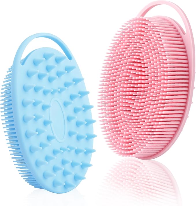 Silicone Body Scrubber, Silicone Loofah 2 Pcs Silicones Shower Scrubber by KQNBI