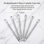 6 Pcs Dual-Sided Cuticle Pusher Set, Stainless Steel Cuticle Pusher Tool - Image 5