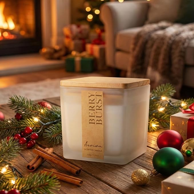 Scented Candle, 7.04 oz Berry Burst Aromatherapy Candle, Natural Soy Wax - Image 2