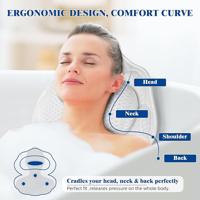 Bath Pillows for Tub, Afitton Luxury Bath Pillow Bathtub Pillow Headrest Neck - Image 2