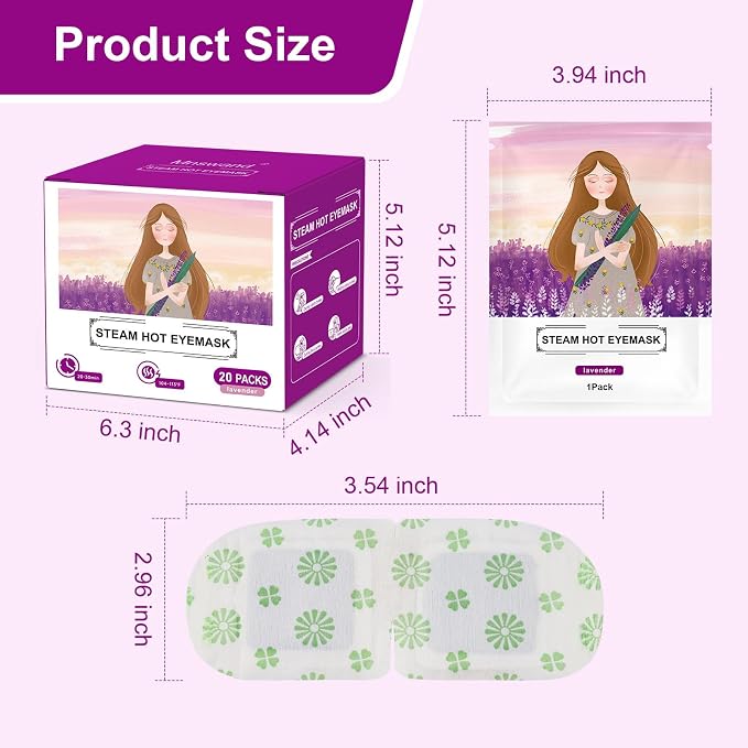 20 Packs Steam Eye Mask, Lavender Steam Eye Masks Disposable, Self-Heating - Image 8