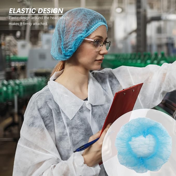 100 Pack 21" Disposable Nonwoven Bouffant Caps Hair Net - Image 3