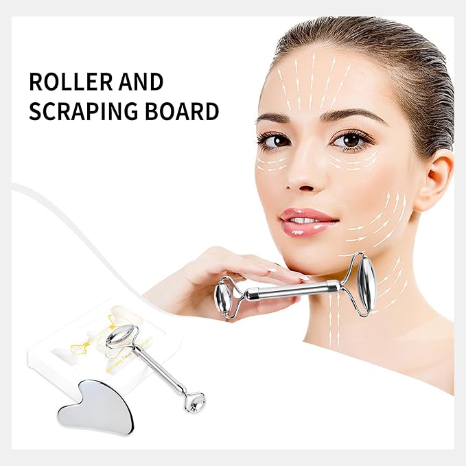 ONLYSKY BEAUTY Face Roller Gua-Sha Set Facial Roller kit - Image 2