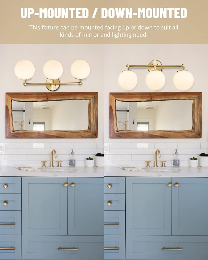 AKEZON Gold Vanity Light for Bathroom, Modern Bathroom Light Fixtures Over - Image 5