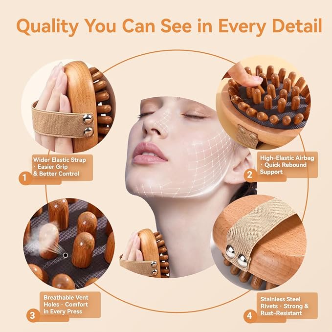 2PCS Meridian Massage Brush, Gua Sha Tool, Body Massage Brush, Wood Therapy - Image 5