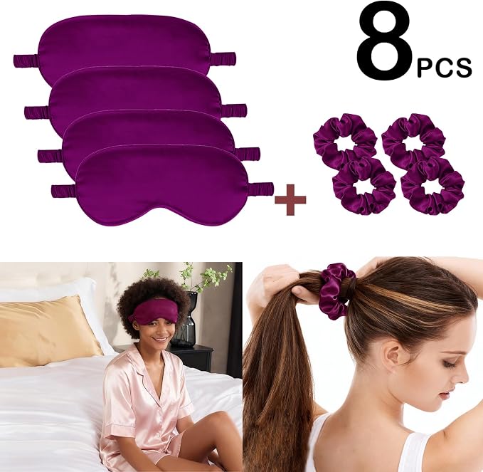 Satin Eye Mask 8Pcs Silk Sleep Masks Silky Blindfold Eyeshade Blackout Eyes - Image 2