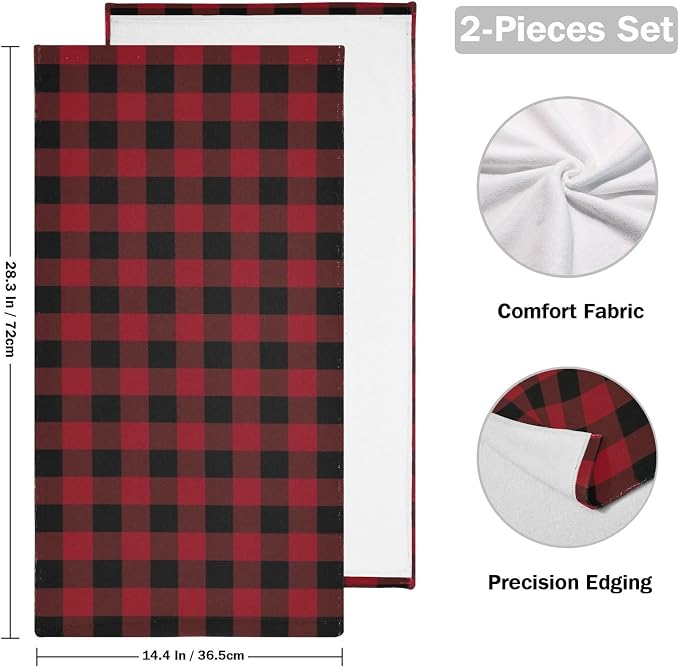 Black and Red Buffalo Plaid Hand Towels - Image 2