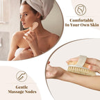 Dry Brushing Body Brush Set- Wooden Long Handle Body Brush Set - Image 3
