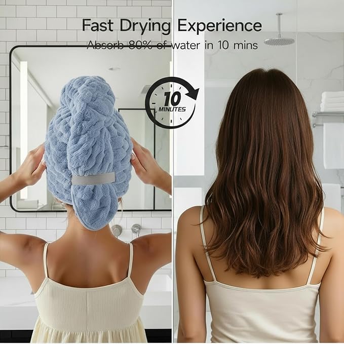 2-Pack Microfiber Hair dring Towel | 50% Faster Drying, Ultra Absorbent & Frizz - Image 6
